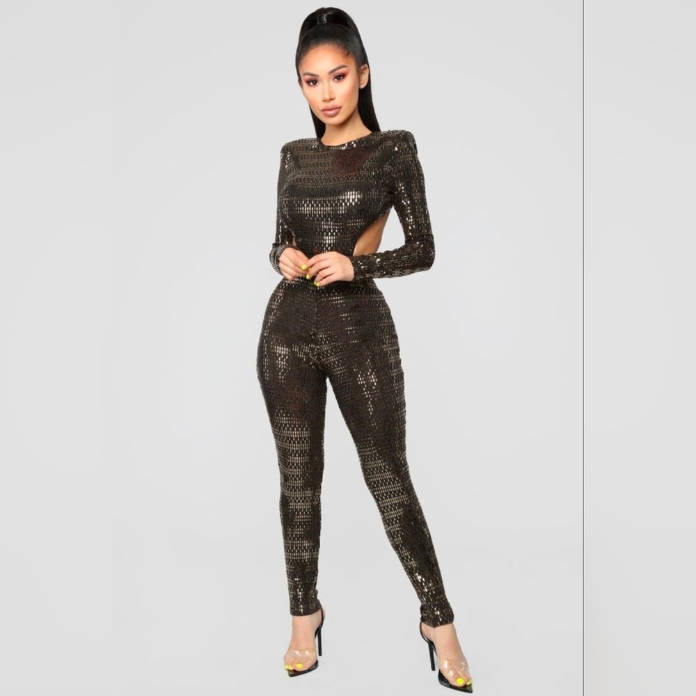 Fashion Nova Glittering Black Jumpsuit